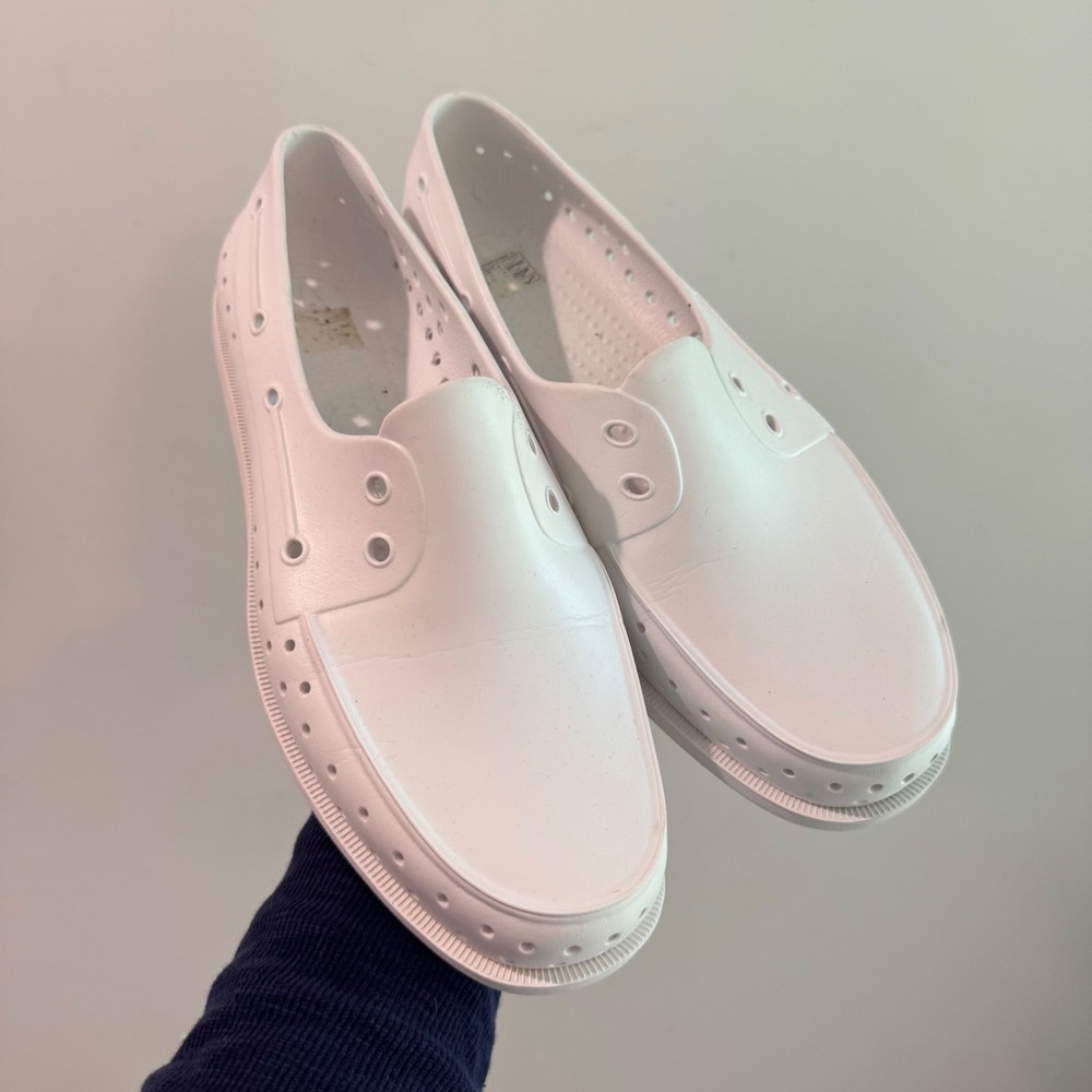 Native Howard Sugarlite Mens White Perforated EVA Slip On Boat Shoes Size M11